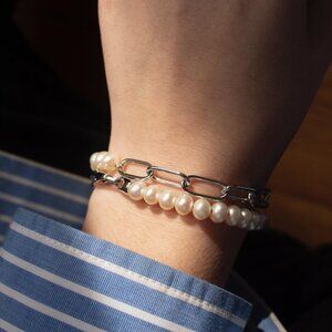 Mejuri Dual Pearl Wrap Bracelet